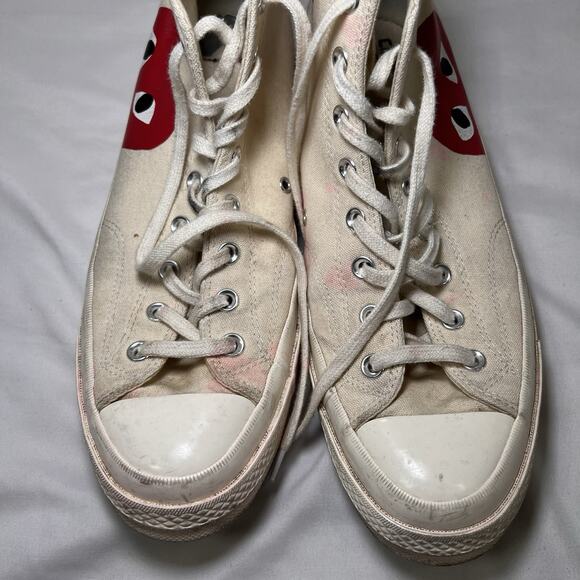 Converse x Comme Des Garcons Shoes Mens Size 12 Ivory High Top Chuck *AS IS READ - Picture 7 of 14